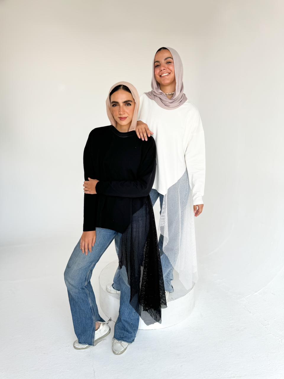 Asymmetrical White Blouse with Lace